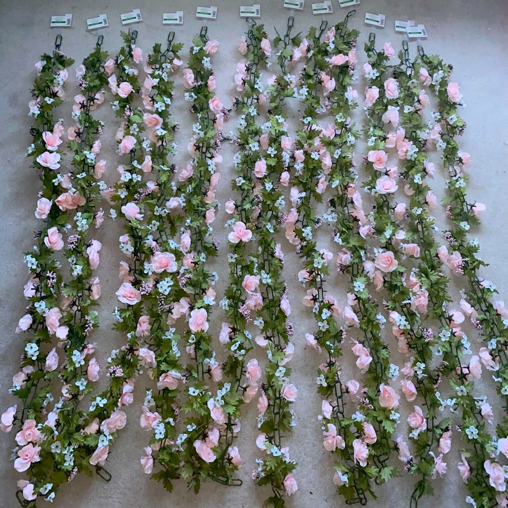 12 Pink Rose Garlands
